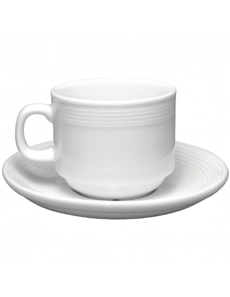 Olympia Linear Stacking Tea Cup Saucers