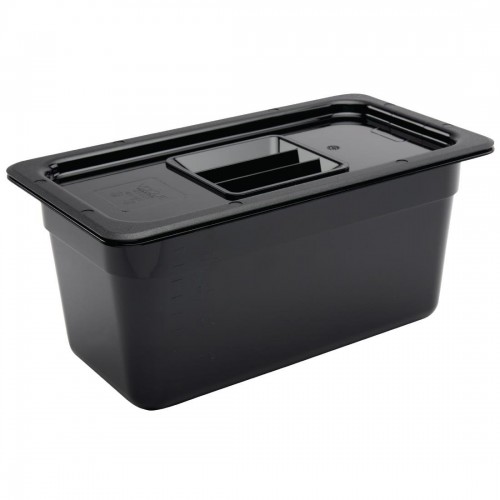 Vogue Polycarbonate 1/3 Gastronorm Container 150mm Black