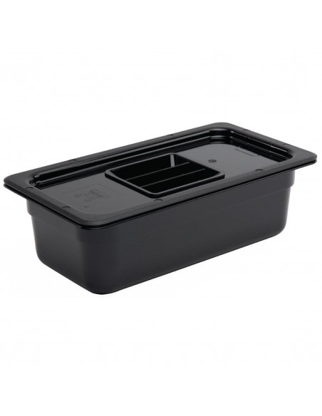 Vogue Polycarbonate 1/3 Gastronorm Container 100mm Black