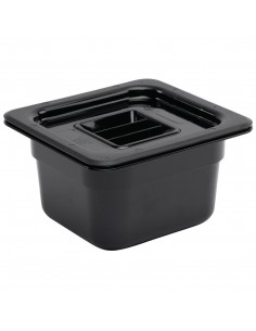 Vogue Polycarbonate 1/6 Gastronorm Container 100mm Black 2