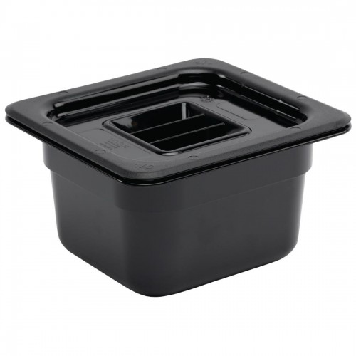 Vogue Polycarbonate 1/6 Gastronorm Container 100mm Black