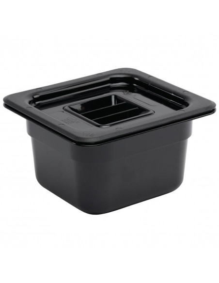 Vogue Polycarbonate 1/6 Gastronorm Container 100mm Black