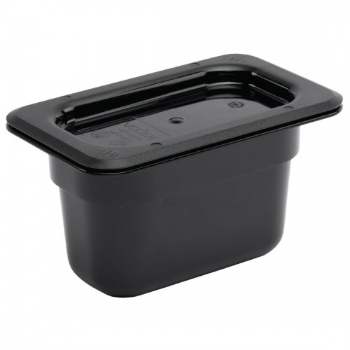 Vogue Polycarbonate 1/9 Gastronorm Container 100mm Black