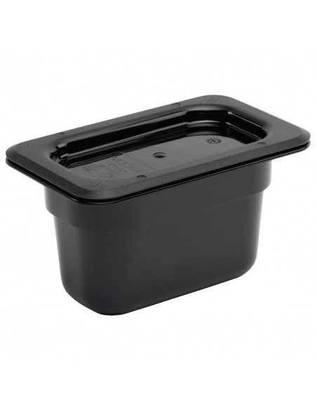 Vogue Polycarbonate 1/9 Gastronorm Container 100mm Black