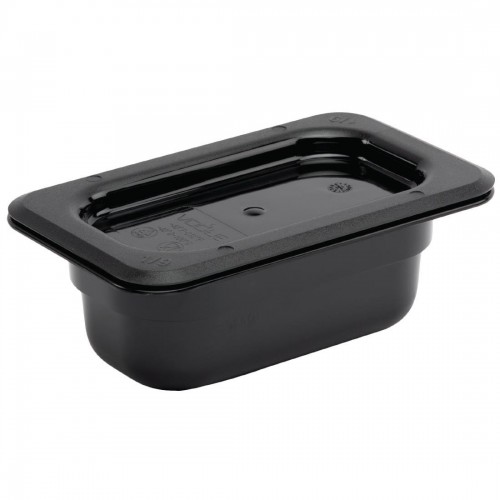 Vogue Polycarbonate 1/9 Gastronorm Container 65mm Black