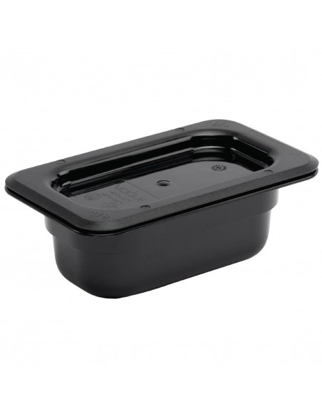 Vogue Polycarbonate 1/9 Gastronorm Container 65mm Black