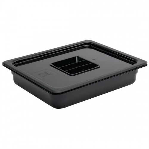 Vogue Polycarbonate 1/2 Gastronorm Container 65mm Black