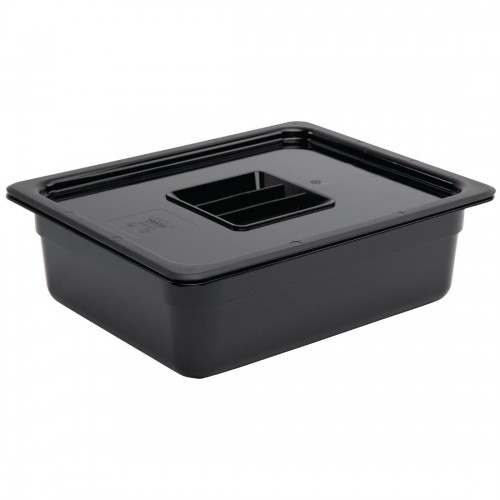 Vogue Polycarbonate 1/2 Gastronorm Container 100mm Black