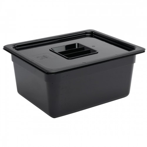 Vogue Polycarbonate 1/2 Gastronorm Container 150mm Black
