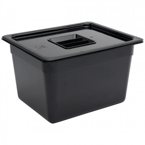 Vogue Polycarbonate 1/2 Gastronorm Container 200mm Black