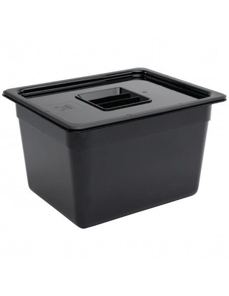Vogue Polycarbonate 1/2 Gastronorm Container 200mm Black