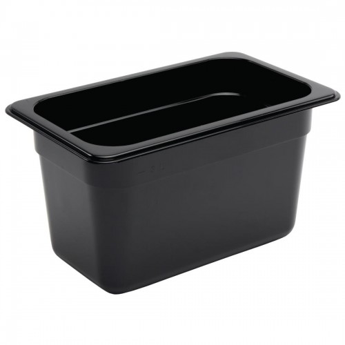 Vogue Polycarbonate 1/4 Gastronorm Container 150mm Black