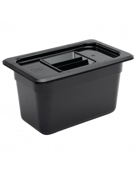 Vogue Polycarbonate 1/4 Gastronorm Container 150mm Black