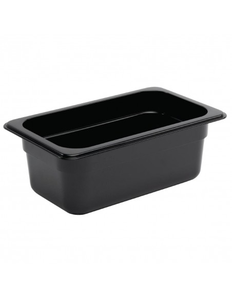 Vogue Polycarbonate 1/4 Gastronorm Container 100mm Black