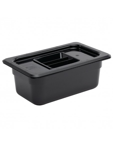 Vogue Polycarbonate 1/4 Gastronorm Container 100mm Black