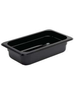 Vogue Polycarbonate 1/4 Gastronorm Container 65mm Black