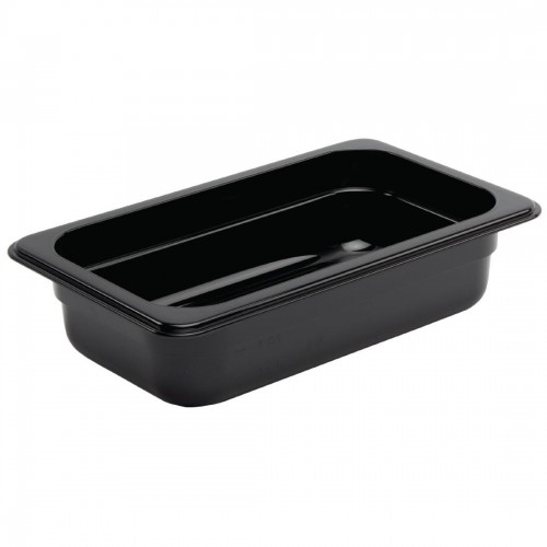 Vogue Polycarbonate 1/4 Gastronorm Container 65mm Black