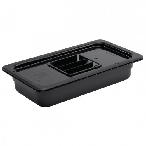 Vogue Polycarbonate 1/3 Gastronorm Container 65mm Black