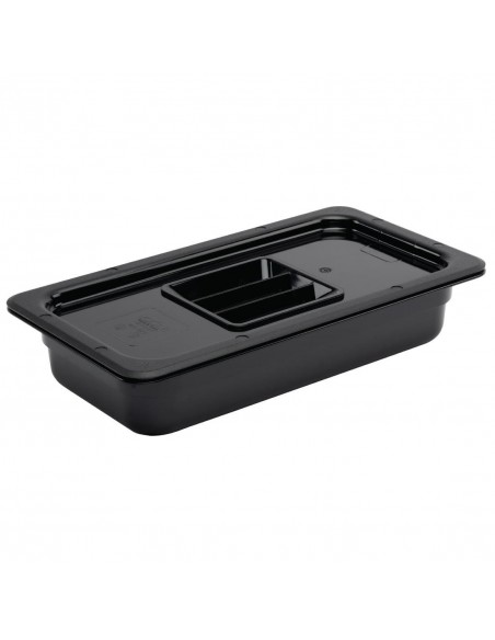 Vogue Polycarbonate 1/3 Gastronorm Container 65mm Black