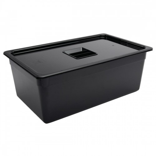 Vogue Polycarbonate 1/1 Gastronorm Container 200mm Black