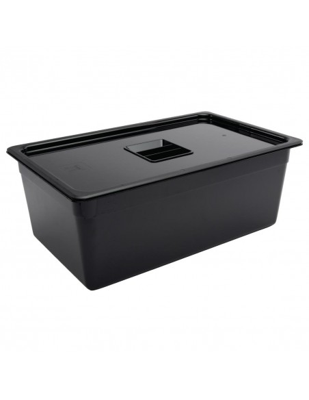 Vogue Polycarbonate 1/1 Gastronorm Container 200mm Black