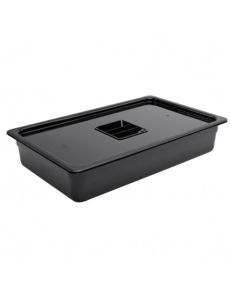Vogue Polycarbonate 1/1 Gastronorm Container 100mm Black