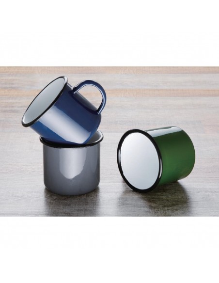 Olympia Enamel Mugs Green 350ml