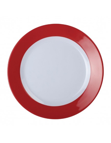 Kristallon Gala Colour Rim Melamine Plate Red 260mm