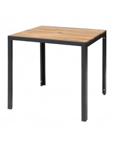 Bolero Square Steel and Acacia Table 800mm 2