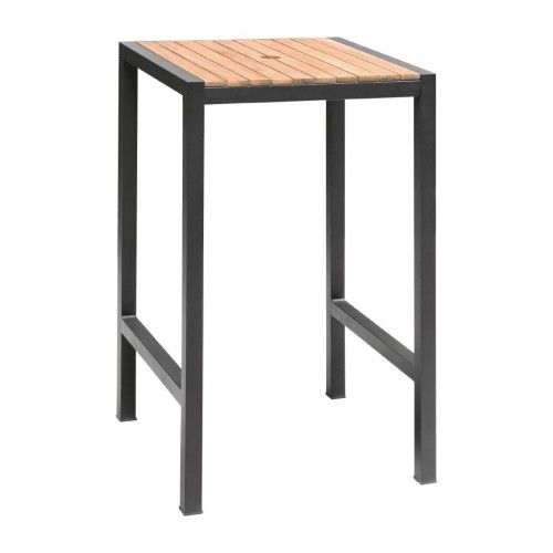 Bolero Square Steel and Acacia Bar Table 600mm
