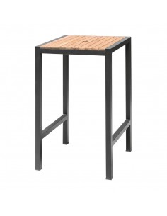 Bolero Square Steel and Acacia Bar Table 600mm 2