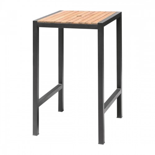 Bolero Square Steel and Acacia Bar Table 600mm
