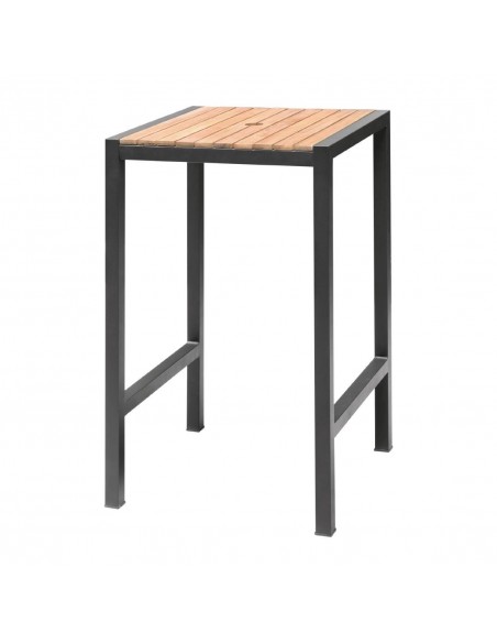 Bolero Square Steel and Acacia Bar Table 600mm
