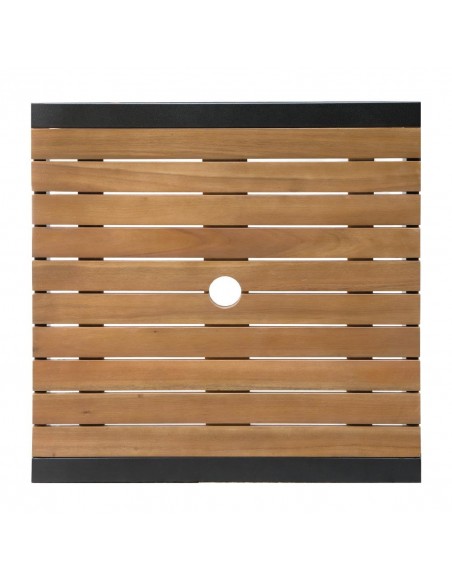 Bolero Square Steel and Acacia Bar Table 600mm