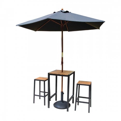 Bolero Square Steel and Acacia Bar Table 600mm