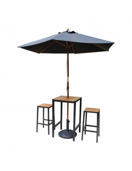 Bolero Square Steel and Acacia Bar Table 600mm