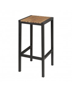 Bolero Black Steel &amp Acacia Wood Bar Stools Pack of 2 2
