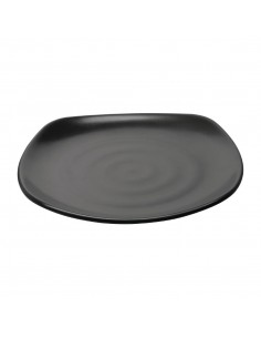 Kristallon Fusion Melamine Rounded Square Plates Black 250mm