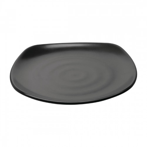 Kristallon Fusion Melamine Rounded Square Plates Black 250mm