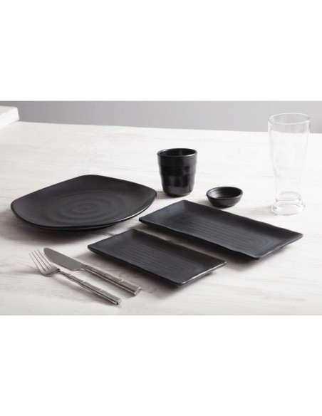 Kristallon Fusion Melamine Rounded Square Plates Black 250mm