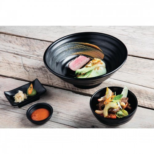 Kristallon Fusion Melamine Soup Bowls Black 114mm