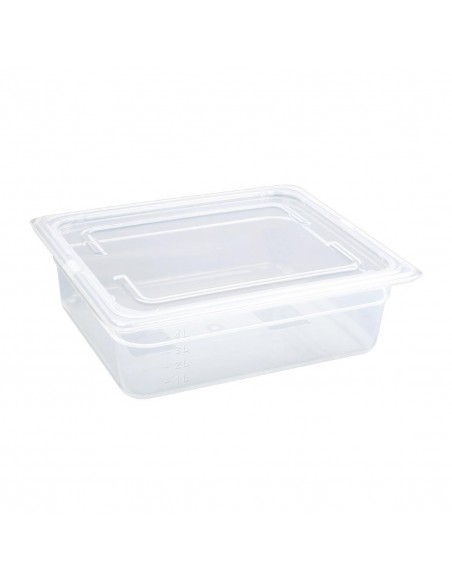 Vogue Polypropylene 1/2 Gastronorm Container with Lid 100mm