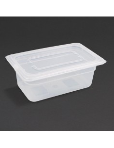 Vogue Polypropylene 1/4 Gastronorm Container with Lid 100mm