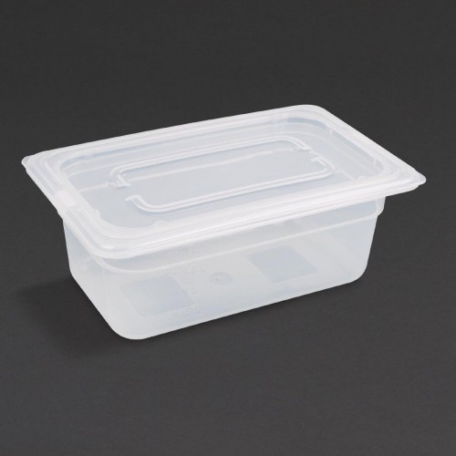 Vogue Polypropylene 1/4 Gastronorm Container with Lid 100mm