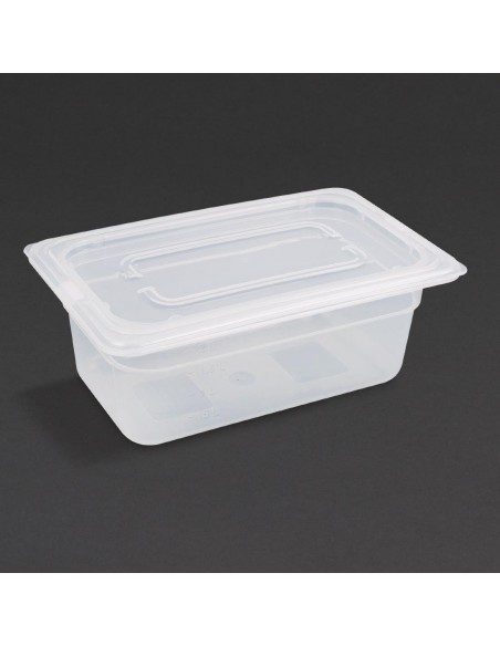 Vogue Polypropylene 1/4 Gastronorm Container with Lid 100mm