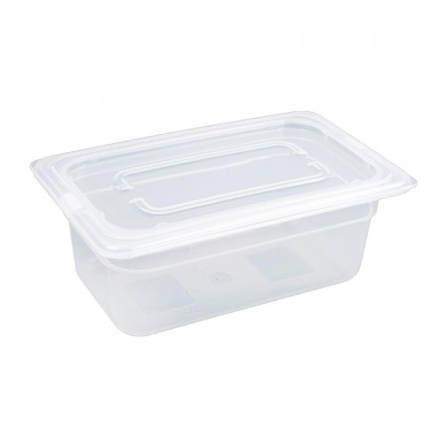 Vogue Polypropylene 1/4 Gastronorm Container with Lid 100mm