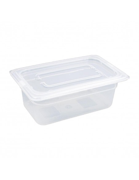Vogue Polypropylene 1/4 Gastronorm Container with Lid 100mm