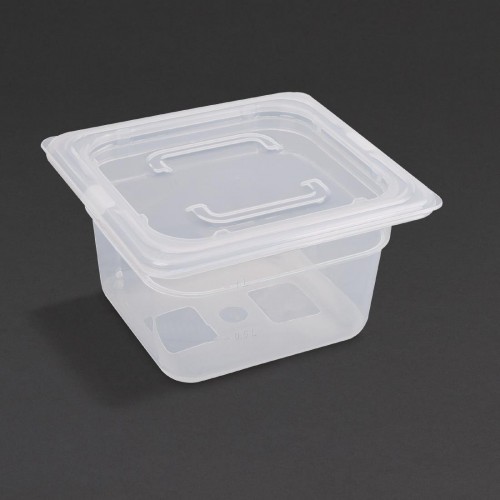 Vogue Polypropylene 1/6 Gastronorm Container with Lid 100mm