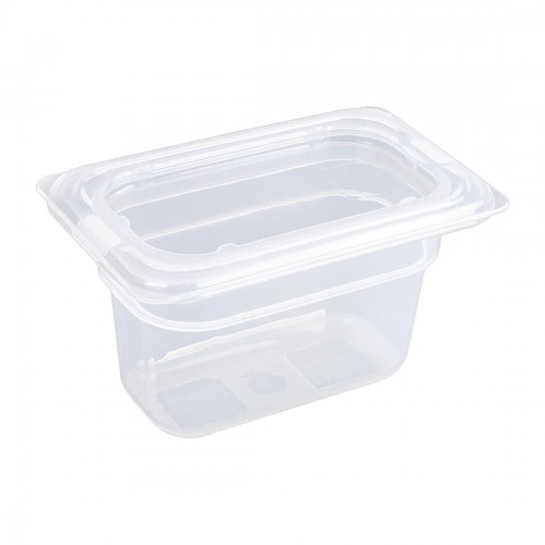 Vogue Polypropylene 1/9 Gastronorm Container with Lid 100mm