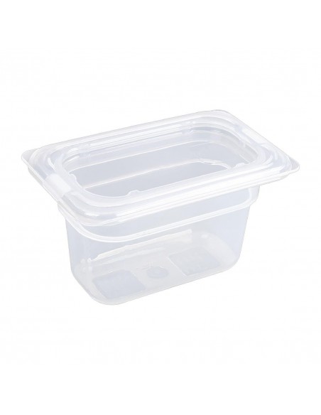 Vogue Polypropylene 1/9 Gastronorm Container with Lid 100mm